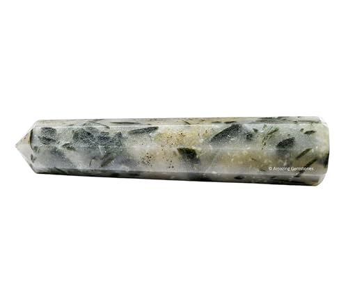Image of Amazing Gemstone Green Tourmaline in Quartz Crystal Towers - Natural Healing Crystal Point Obelisk for Reiki Healing and Crystal Grid (3 inch to 4 inch INCH)