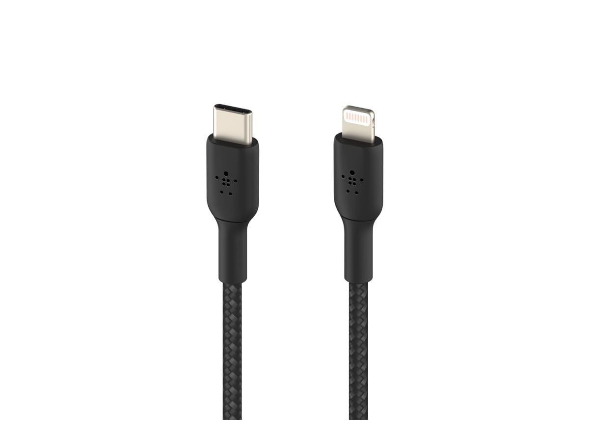 Belkin pleciony kabel USB-C/Lightning (kabel do szybkiego ładowania iPhone 14 lub starszych modeli), kabel Boost Charge MFi z certyfikatem iPhone USB-C (1 m, czarny) | Certyfikat MFi, zasilacz USB-C 18 W, szybkie ładowanie do iPhone'a 14/13, nylonowy oplo