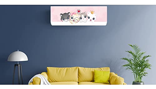 Image of DARSHANAM WORLD Beatiful Designer Ac Cover |Cutest Printed Air Conditioning Dust Cover For Indoor & All Type AC Split Covers |Colorfull Folding Designer Ac Cover (Cute Pink Cats 1 Ton)