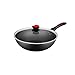HJUYV-ERT Wok antiaderenti e padelle per Saltare in Padella con Coperchio, cestello per friggere e griglia per la Cottura a Vapore, Padella Wok in Rame Antiaderente con Coperchio