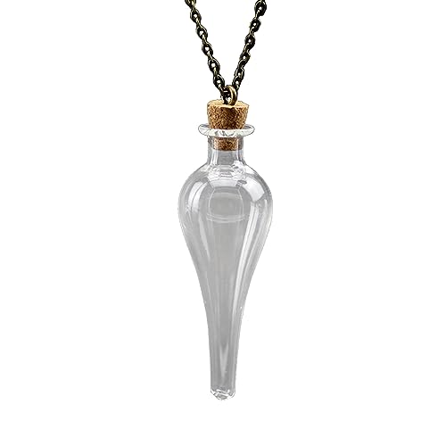 AMISENK Collar vintage de botella de cristal con poción de corcho, amuletos de gota de agua, suéter, cadena Fshion, joyería para niñas