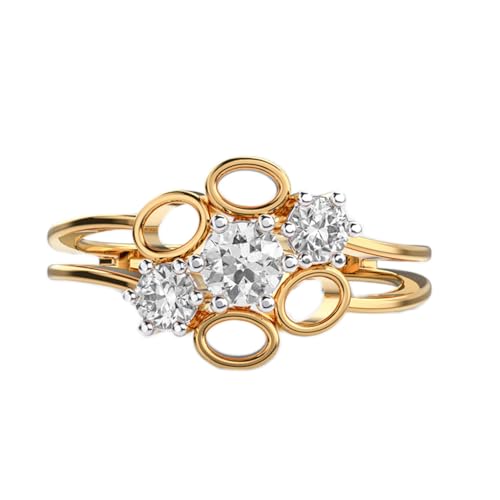 Bague moissanite ronde de luxe en argent 925 et plaqué or fait main pour femme