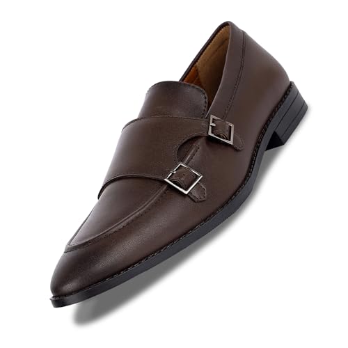 Image of LOUIS STITCH Double Monk Strap Shoes for Men | Slip-on Monk Style | Office Shoes for Men | Formal Shoe for Men Ideal for Business, Casual, Parties (LSRG FMBB)