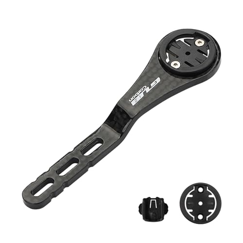 SIMBAE バイクコンピュータマウントハンドルカーボンファイバー統合曲げ軽量ガーミンキャットアイBrytonシリーズ自転車コンピュータ拡張ブラケット, ブラック
