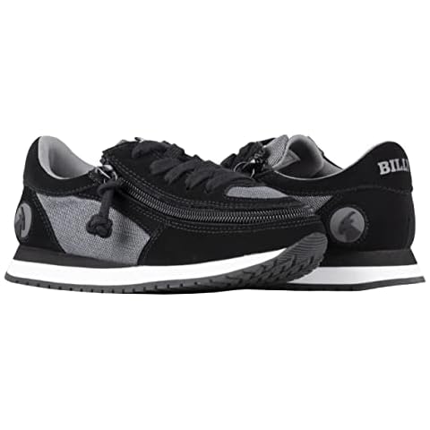 Billy Adaptive Footwear Faux Suede Trainers for Kids, Wrap-Around Zipper Closure for Children with Mobility Issues, Special Needs Black Charcoal Cover