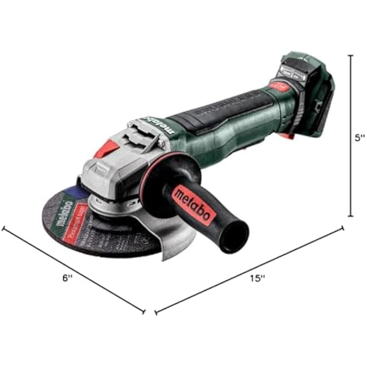 Metabo 18V Cordless 6-Inch Angle Grinder | Tool Only - No Battery | Brushless Motor | Safety Features: Mechanical Safety Clutch, Brake, Paddle Switch | WPB 18 LT BL 11-150 Quick