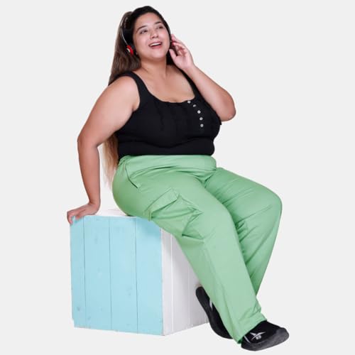 Image of White Moon Plus Size Women's 4 Pocket Cargo Joggers for Gym - Comfortable Track Pants for Women, Cotton Jogger, Ideal Track Pants for Women, Cargo Joggers for Everyday Wear (Pack of 2)