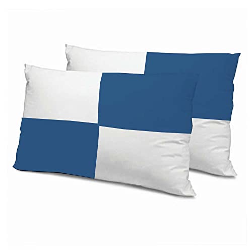 Image of Adjustable Hollow Fibre Sleeping Pillow Dream Fibre Pillow Bed Pillow Pillows for Sleeping Luxurious 2 Piece Microfiber Pillow Extra Soft Hotel Quality Pillow Navy Blue and White16x24