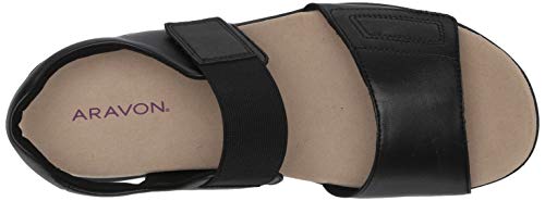 Aravon Women's Beaumont Two Strap Flat Sandal, Black, 11 Narrow #TOP4