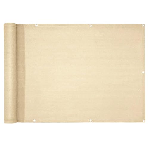 casa pura Brise-Vue pour Balcon Protection UV en Tissu spécial PEHD - Résistant aux intempéries et Facile d'entretien - Beige - 90 x 500 cm