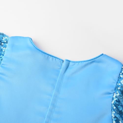 Uhnice Flower Girl Sequin Dress Puff Sleeve Rainbow Dress for Wedding Party4