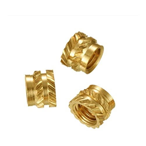 ローレット真鍮ナット、ナット詰め合わせキット、20-100pc M1.4 M1.6 M2 M2.5 M3 M4 M5 M6 M8 真鍮 ホットメルトインサート ローレットナット スレッド 熱成形 ダブルツイルインジェクションナット(カラー: 長さ 5mm_