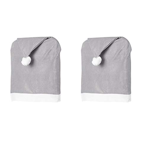 MIS1950s Santa Hat Christmas Chair Back Covers, Santa Clause Gray Non-Woven Hat Dining