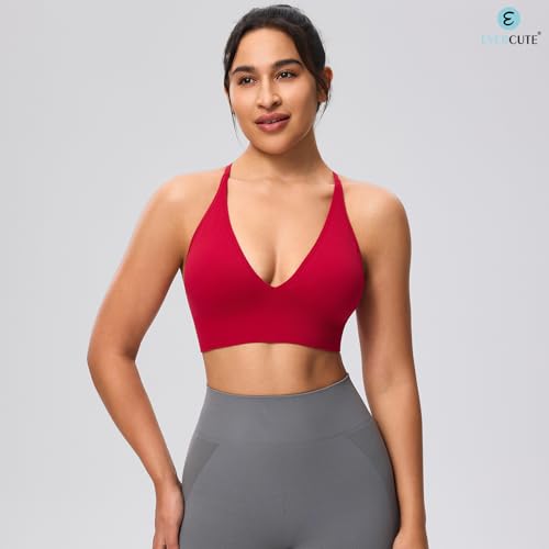 Image of Evercute Women's Sports Bras 3 /4 Pack Adjustable Deep V Neck Bras Wireless Spaghetti Strap Criss Cross Padded Low Support Bra