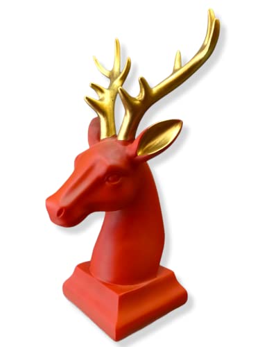 Image of AUGEN Polyresin Red Deer Idol Statue Showpiece for Home Decor Decoration and Gifting (1 Piece,9830C)