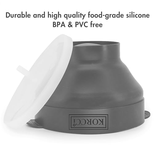 Image of The Original Korcci Microwaveable Silicone Popcorn Popper, Microwave Popcorn Popper, Collapsible Microwave Popcorn Maker Bowl, No Oil Needed, Use In Microwave, Dishwasher Safe (Grey)