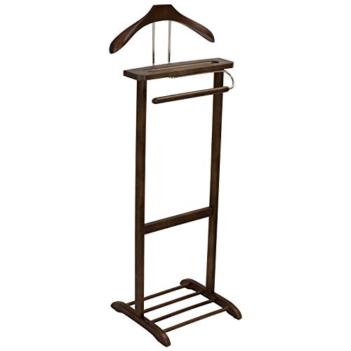 Kleiderbügelprofi.de Herrendiener Stummer Diener Emil Premium walnuss extra Hosenstange, Metallteile vechromt Schulterbügel 44 cm, Auflagebreite 50 mm Cover