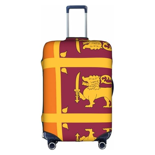 Sri Lanka Flag Print Travel Elastic Suitcase Luggage Baggage Cover Protector, Washable And Anti-Scratch
