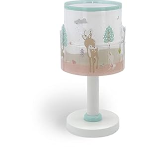 Dalber Lampada da tavolo per bambini, lampada da comodino Loving Deer Capriolo Animali Rosa