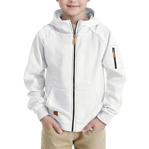 Boys Full Zip up Fleece Pullover Hoodies Thermal Long Sleeve Hooded Sweatshirt Casual Workout Hoodie with Pockets