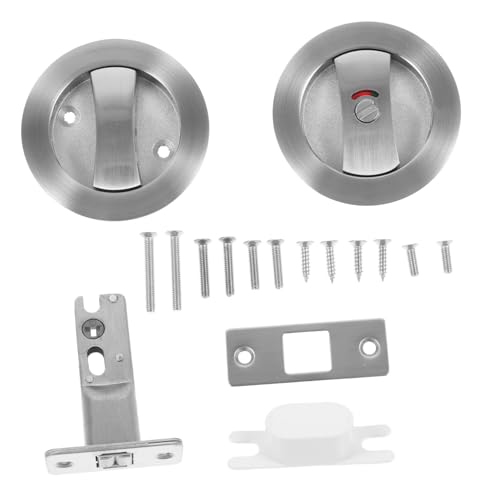 Cerradura de bolsillo para puerta corredera POPETPOP, pestillo de privacidad, níquel satinado, para baños, seguridad, uso interior miniatura 1