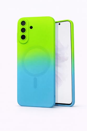 Image of amazon basics Gradient Mag-Safe Case for Samsung Galaxy A17 / M17 / F17 5G | Soft Silicone Shockproof Cover with Camera Protection | Slim Lightweight Design | Smooth Touch & Durable - Green & Blue