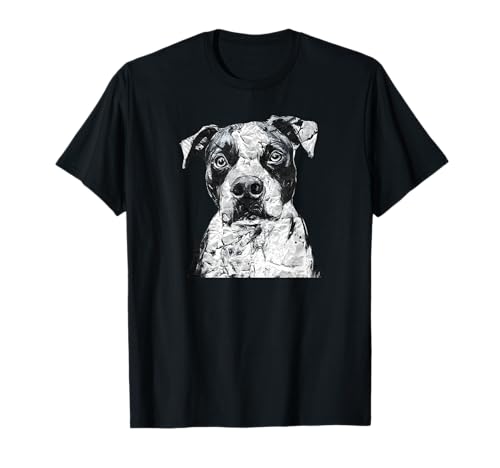 Pitbull Face Cute Dog Lover Hombres Mujeres Negro Blanco Camiseta