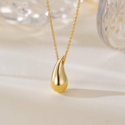 14K Gold Pendant Necklaces for Women Gold Necklace for Women Teardrop Necklaces Trendy Harmonious Blend of Simplicity and Elegance Simple Tear Drop Pendant Necklace Womens Adjustable Length 18in3
