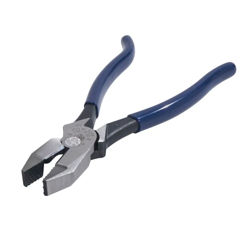 Klein Tools D213-9ST High-Leverage Ironworker\'s Pliers, Made in USA, Twist and Cut Soft Annealed Tie Wire, Hook Bend Handle, Spring Loaded, Heavy-Duty Jaws - Thumbnail 5