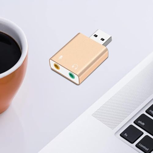 Image of SANCY USB External Sound Card Adapter - 3.5mm TRS Audio Interface for Headphones & Microphone Plug & Play USB Audio Adapter for PC, Laptop, Mac Gold (1-Pack)
