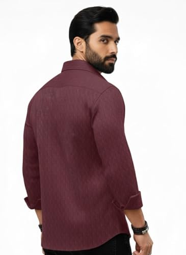 Image of Amazon Brand - INKAST Men's Regular Fit Button Down Dress Shirts Textured Long Sleeve Casual Hawaiian Shirt