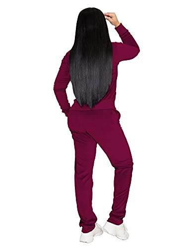Topsrani Womens Velour Sweatsuits Velvet Tracksuit 2 Piece Outfits Casual Jogging Sweat Suits Matching Jogger Pants Set Purple M #TOP1