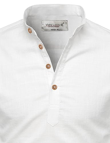 Image of Vida Loca Full Sleeve Mandarin Collor Cotton Casual Slim Fit Shirt for Men's