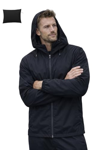 Image of Raincoat for Men Waterproof | Men Rain Jacket Hooded Windproof Lightweight | Full-Length Breathable All-Season Rain Wear | Bike Riding, Motorcycle, Cycling|M16