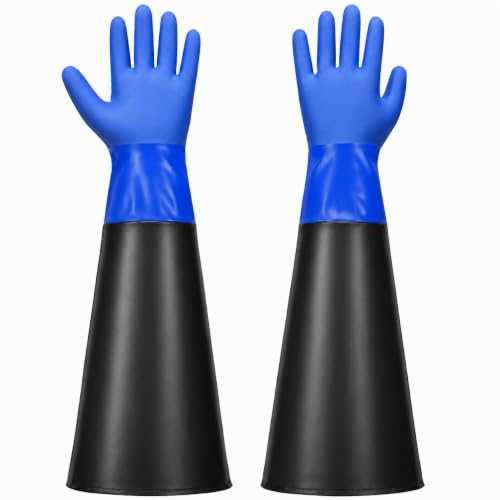Vornixon 23.6 Industrial Sandblasting Gloves Rubber Protective Gloves for Sandblast Cabinet XL Abrasive Blasting Hand Protection