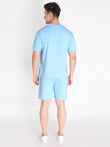 Image of Vogaan Men's T-Shirt and Shorts Set | Pyjama Set for Men | Co-ord Set | Cotton Printed Top & Shorts Night Suits Set