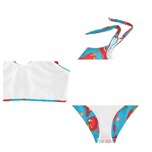 Wusikd Lips Chili Peppers Girls Swimsuits Two Piece Stars Swimwear Bikini Set for for Girls Size 3T4