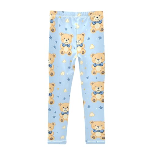 Kawaii Bear Stars Pattern Girls Leggings Soft Stretch Workout Yoga Dance Pants for Kids Casual Tights2