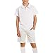 Boys School Uniform 3 Piece Outfits Short Sleeve Polo Shirts and Shorts with Crew Socks Clothing (White, 15-16 Years)