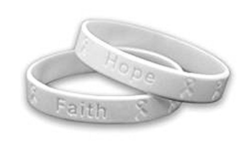 Lung Cancer/Bone Cancer Awareness White Ribbon Silicone Bracelets (3 Pack)