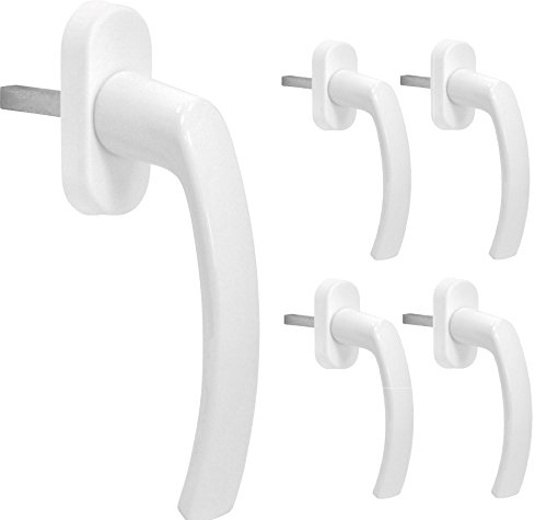 SILISTO Lot de 5 poignées de fenêtre type Colonia en aluminium moulé sous pression Blanc RAL 9016 Cover