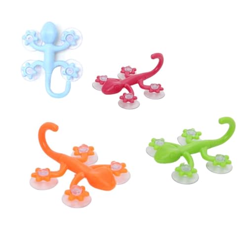 Generico Gecko - Ganchos de pared con 4 ventosas, gancho con 4 ventosas, para colgar en la pared, decoración para baño, cocina, pasillo, salón, color aleatorio