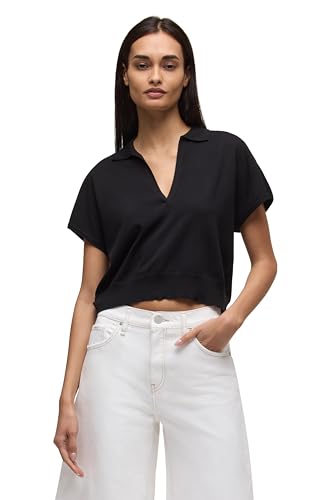 Image of HUDSON Women's Draped Collared V-Neck Sweater