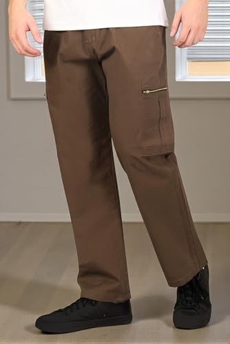 Image of RynoGear Oversized Cotton Cargo Pants for Men || Pant for Man || Wide Leg Cargo for Men || Brass Metal Zipper on Fly & Side Cargo Pockets