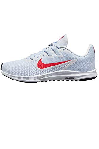 Nike Women's Downshifter 9 Sneaker, White/Red Orbit-Half Blue-Black, 7 Regular US
