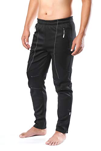 Foto von Letook Fahrradhose Lang Herren Winter Radhosen Warme Sporthosen Winddicht Laufhose Reflektierend Wasserabweisend 100231 L