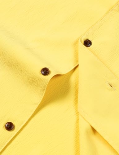 Men's Stretch Cuban Collar Shirt Summer Lightweight Short Sleeve Button Down Shirts with Pocket for Beach Vacation4