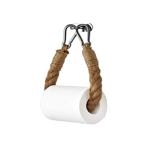 Chunky Rope Toilet Roll Holder, Shabby Chic Loo Paper Holder Jute Nautical Industrial Style Weave, Vintage Style Bathroom Towel Wall Mounted Tissue String Cover