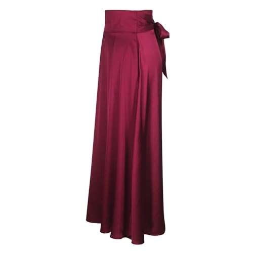 Women's A Line Skirts New Solid Color High Elastic Waist Long with Bow 2025 Ladies Dresses for Women3