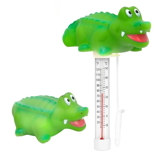 XY-WQ Floating Pool Thermometer, Large Size Easy Read for Water Temperature with String - Swimming Pools, Spas, Hot Tubs, Ponds (Alligator)
